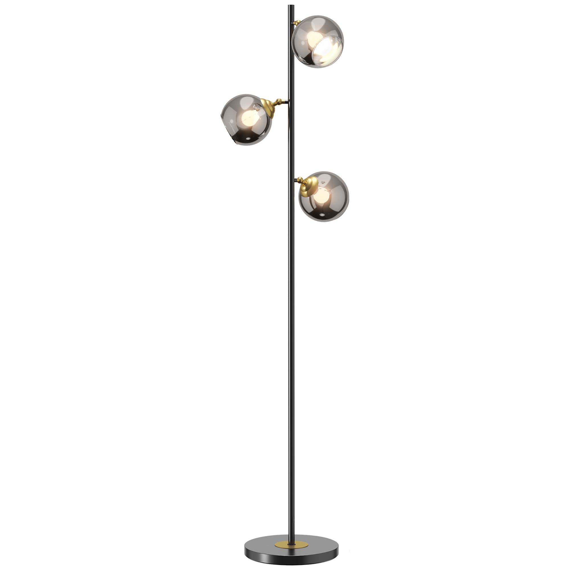 HOMCOM Tree Floor Lamp for Living Room Bedroom with 3 Light, Modern Standing Lamp, (Bulb not Included), 162cm, Grey 