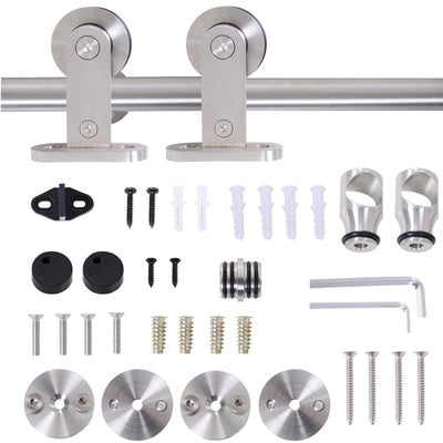 HOMCOM Wooden Sliding Door Kit Stainless Steel Smooth Operation Hardware Track Kit System Unit For Single Door 2000mm 