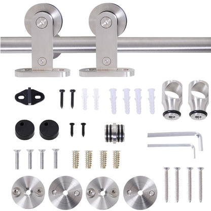 HOMCOM Wooden Sliding Door Kit Stainless Steel Smooth Operation Hardware Track Kit System Unit For Single Door 2000mm 