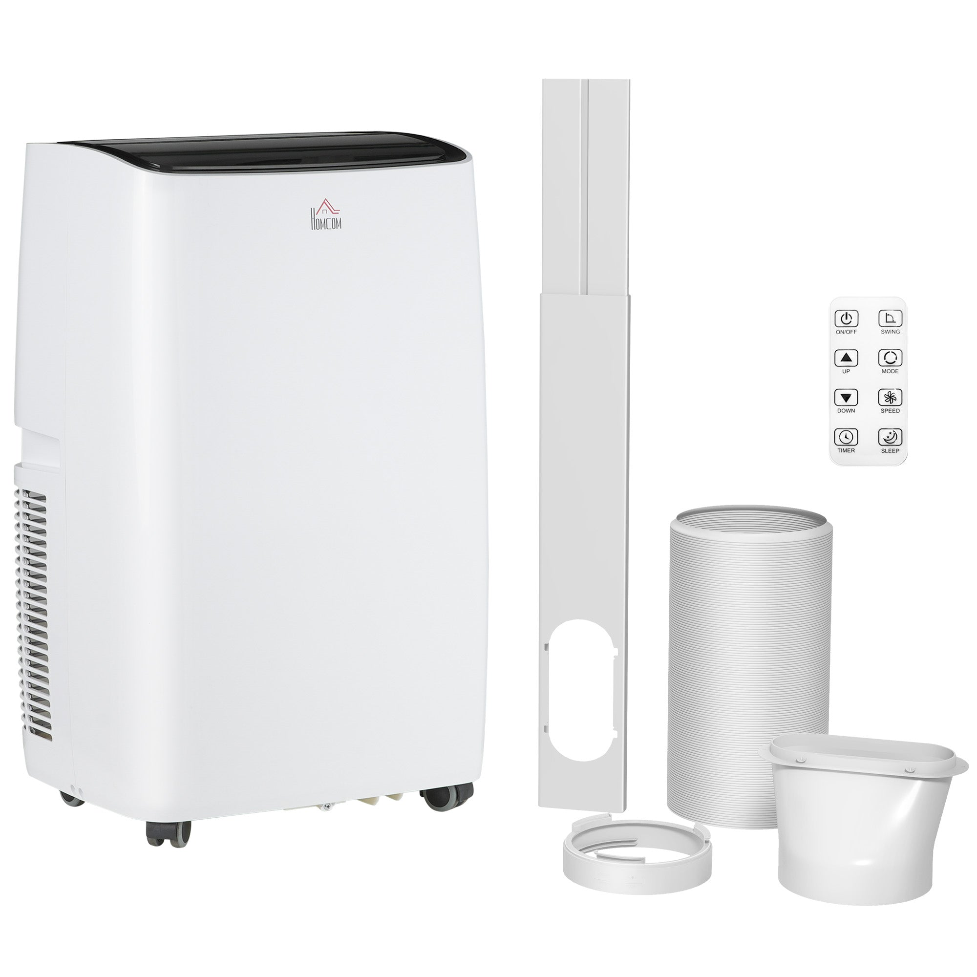 HOMCOM 14000 BTU Air Conditioning Unit, 3-in-1 Portable Air Conditioner, Dehumidifier, Cooling Fan with 3 Speeds, Remote Control, LED Display, 24H Timer, Window Venting Kit, Children Lock, 40m\'c2\'b2
