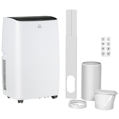 HOMCOM 14000 BTU Air Conditioning Unit, 3-in-1 Portable Air Conditioner, Dehumidifier, Cooling Fan with 3 Speeds, Remote Control, LED Display, 24H Timer, Window Venting Kit, Children Lock, 40m\'c2\'b2 
