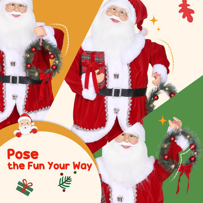 HOMCOM Singing and Dancing Santa Claus with Gift and Wreath