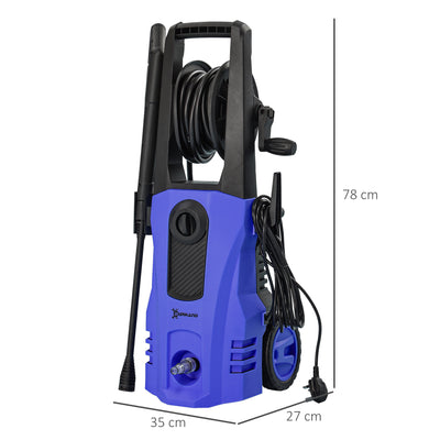 DURHAND 1800W High\'c2\'a0Pressure\'c2\'a0Washer, 150 Bar Pressure, 510 L/h Flow, High-Performance Portable Power Jet Wash Cleaner Blue 