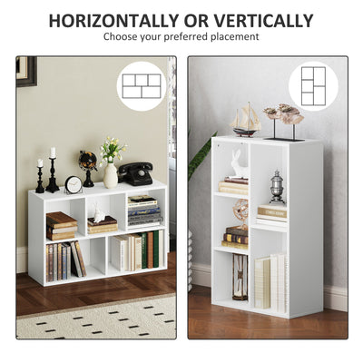 HOMCOM 2-Tier Bookshelf with 5 Compartments - White 