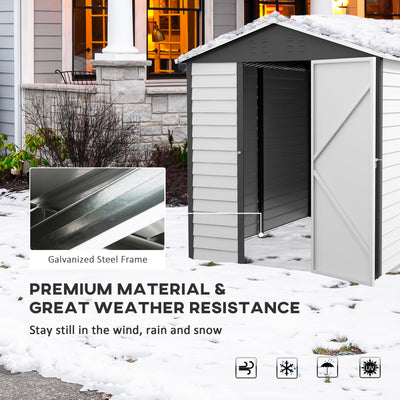 Outsunny 9x 6FT Metal Outdoor Garden Shed, Galvanised Tool Storage Shed w/ Sloped Roof, Lockable Door for Patio Lawn, Dark Grey 