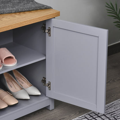 HOMCOM Shoe Cabinet, Modern Shoe Bench with 2 Doors for Hallway, Entryway, Grey 