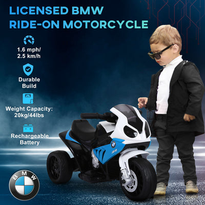 HOMCOM 6V BMW S1000RR Licensed Kids Electric Motorbike with Headlight, Music, Blue 