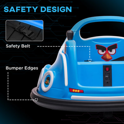 AIYAPLAY Angry Bird Licensed Waltzer Car, 12V Kids Bumper Car w/ Joysticks, Remote, Music LED Lights - Blue 