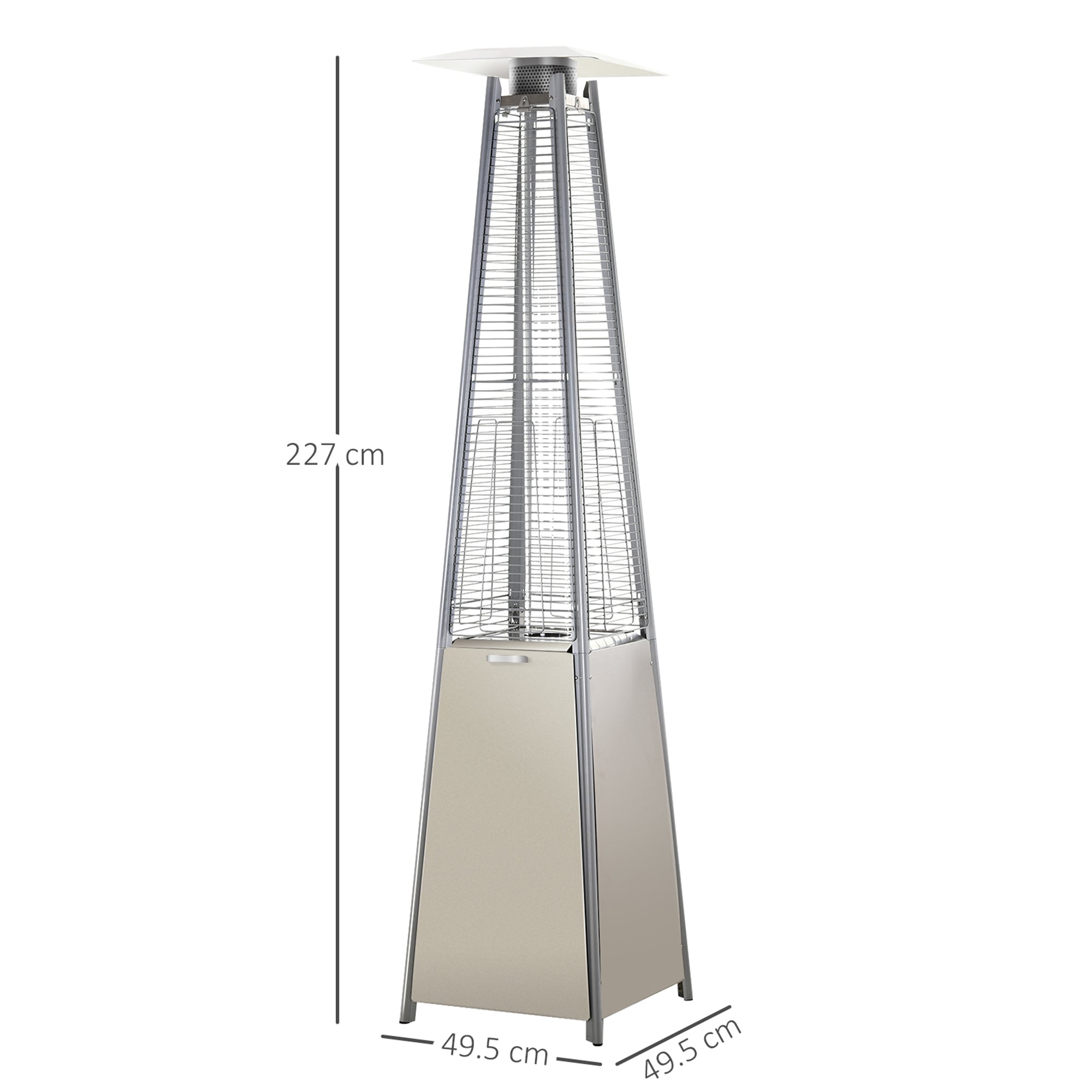 Outsunny Stainless Steel Outdoor Garden Pyramid Patio Heater with Wheels and Rain Cover - Silver 