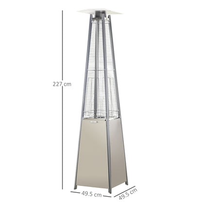 Outsunny Stainless Steel Outdoor Garden Pyramid Patio Heater with Wheels and Rain Cover - Silver 