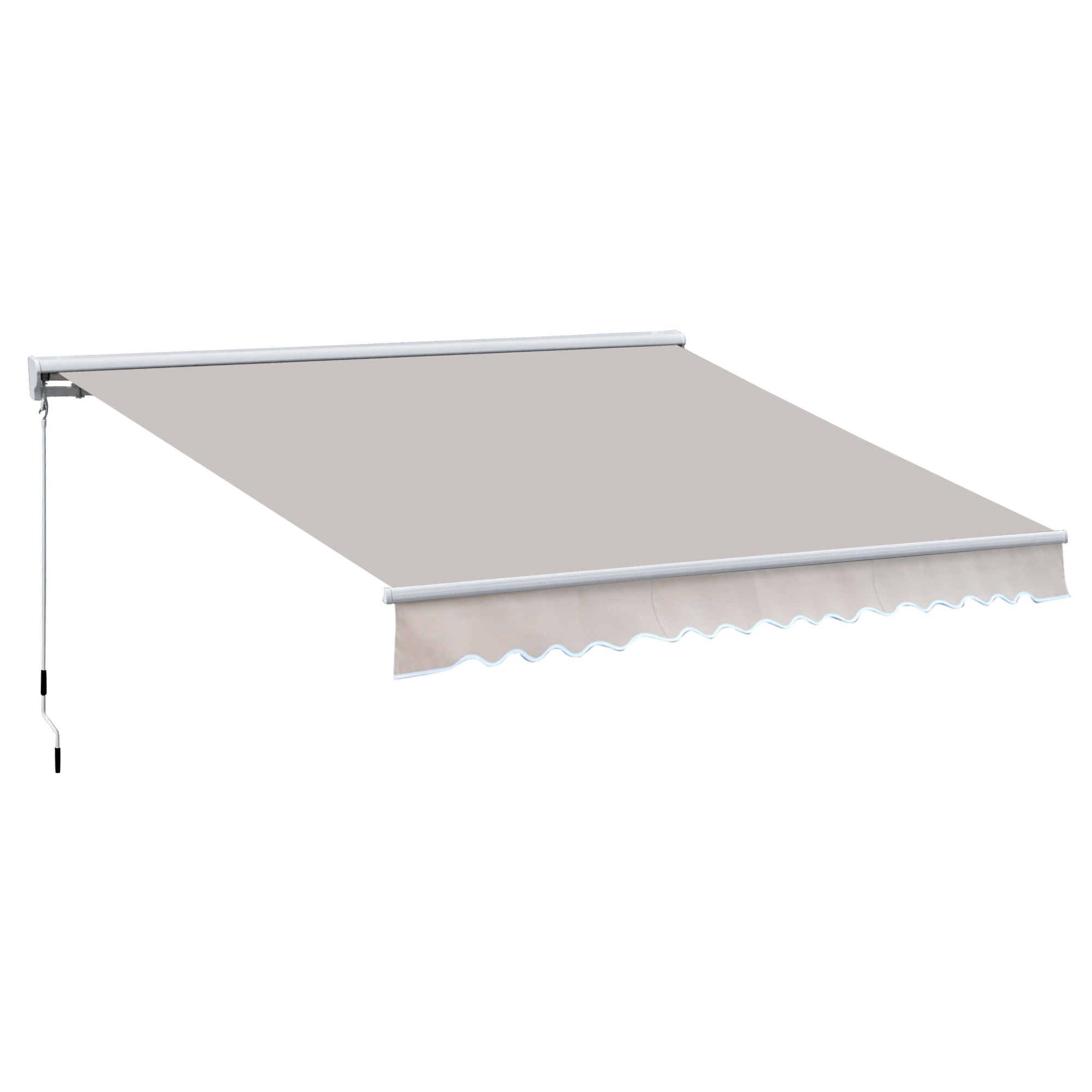 Outsunny 2.95Lx2.5M  Retractable Manual/Electric Awning-Cream White/White 