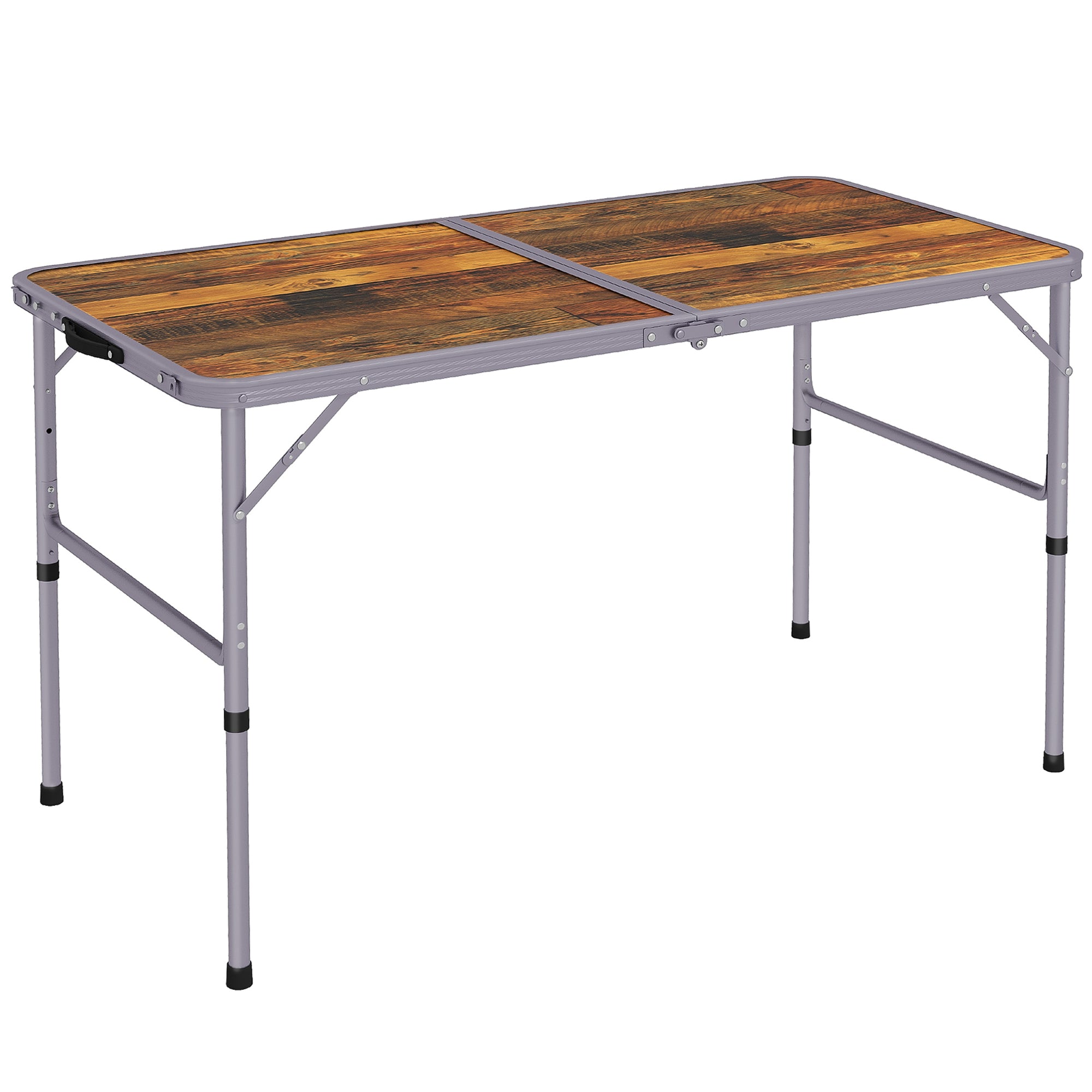 Outsunny 3ft Folding Camping Table Height Adjustable Aluminium Outdoor Garden Party Picnic BBQ Trestle Table Field Kitchen 