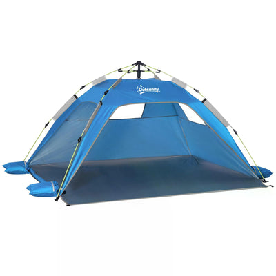 Outsunny Beach Tent for 1-2 Person Pop-up Design with 2 Mesh Windows & 2 Doors Sky Blue 