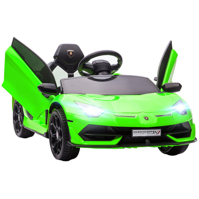 HOMCOM Lamborghini Licensed 12V kids Electric Car w/ Butterfly Doors, Remote, Music, Horn, Suspension - Green 