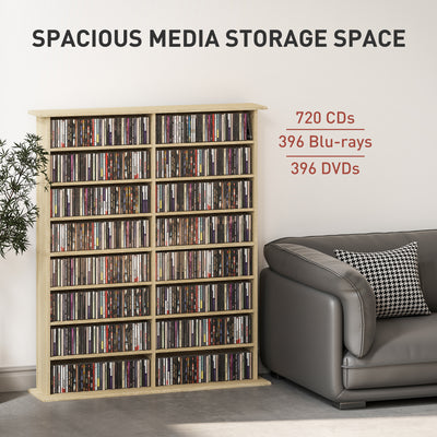 HOMCOM 16-Compartment Media Shelf - Nature Wood Finish 