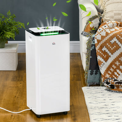 HOMCOM 3500mL Portable Dehumidifier with Air Purifier, 24H Timer, 5 Modes, 16L/Day, for Home Laundry, White 