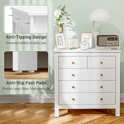 HOMCOM Elegant Chest of Five Drawers - White 