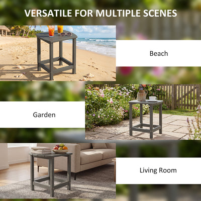 Outsunny Outdoor Side Table, Garden Coffee Table, All-Weather Adirondack Side Table for Garden, Beach, Indoor Outdoor, Grey 