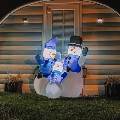 HOMCOM 4ft Inflatable Christmas Snowmen Family Xmas LED Outdoor Indoor Holiday Decorations Yard 