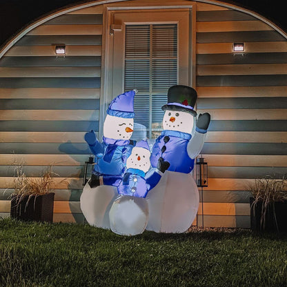 HOMCOM 4ft Inflatable Christmas Snowmen Family Xmas LED Outdoor Indoor Holiday Decorations Yard 