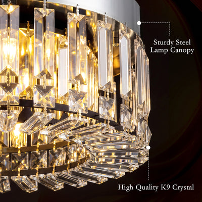 HOMCOM Crystal Chandeliers with 160 Crystal Pendants, 6-Light Ceiling Light for Living Room, Bedroom Dining Room, Silver Tone 