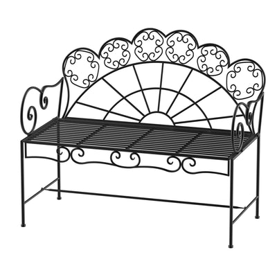 Outsunny Metal Garden Bench Loveseat with Slatted Seat, Black 