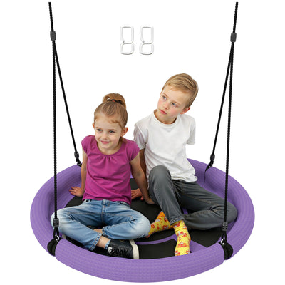 AIYAPLAY 100cm Diameter Nest Swing Seat for Kids with Height Adjustable Hanging Ropes for Outdoor, Playground, Garden, Purple 