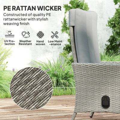 Outsunny 105°-150° Reclining Rattan Chair - Grey 