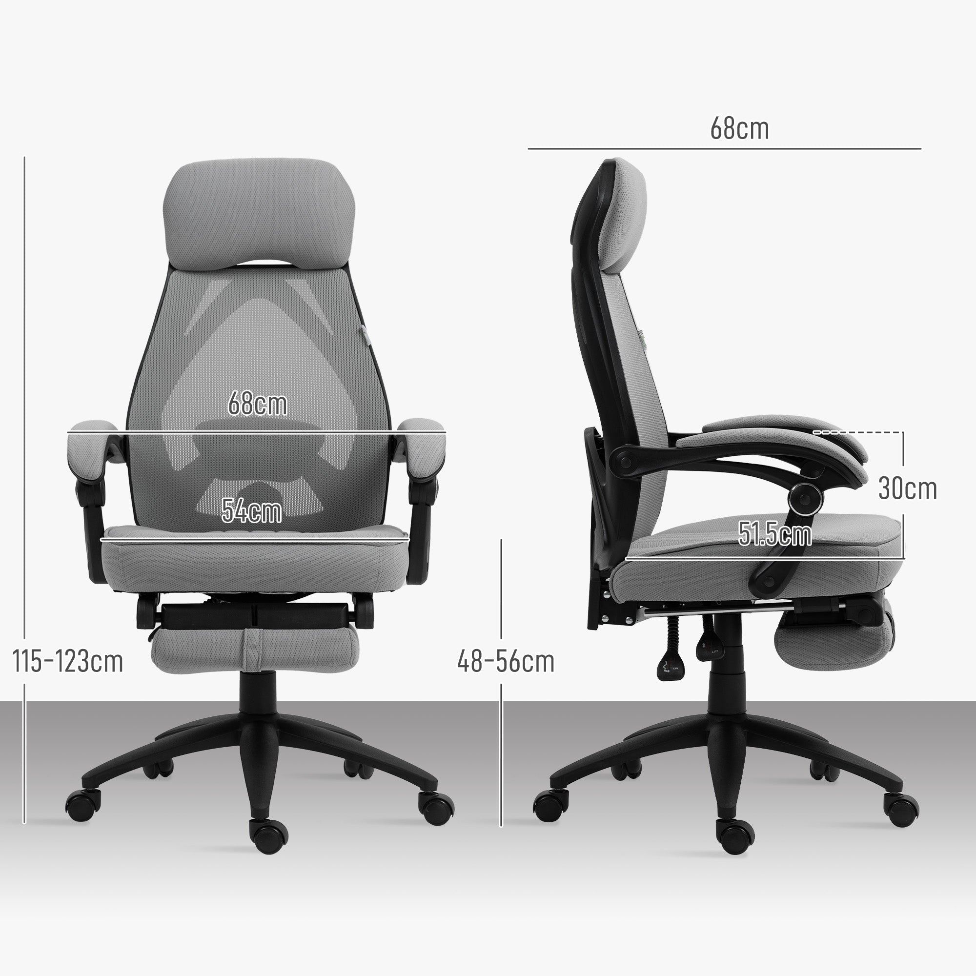 Vinsetto Office Chair with Footrest, High Back Swivel Desk Chair with Adjustable Height and Headrest for Home Office, Dark Grey 