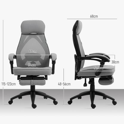 Vinsetto Office Chair with Footrest, High Back Swivel Desk Chair with Adjustable Height and Headrest for Home Office, Dark Grey 
