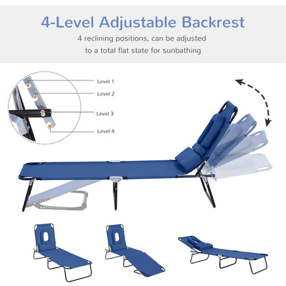 Outsunny Reading Hole Sun Lounger - Blue 