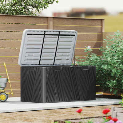 Outsunny 380L Waterproof Outdoor Storage Box, with Lockable Lid - Black 