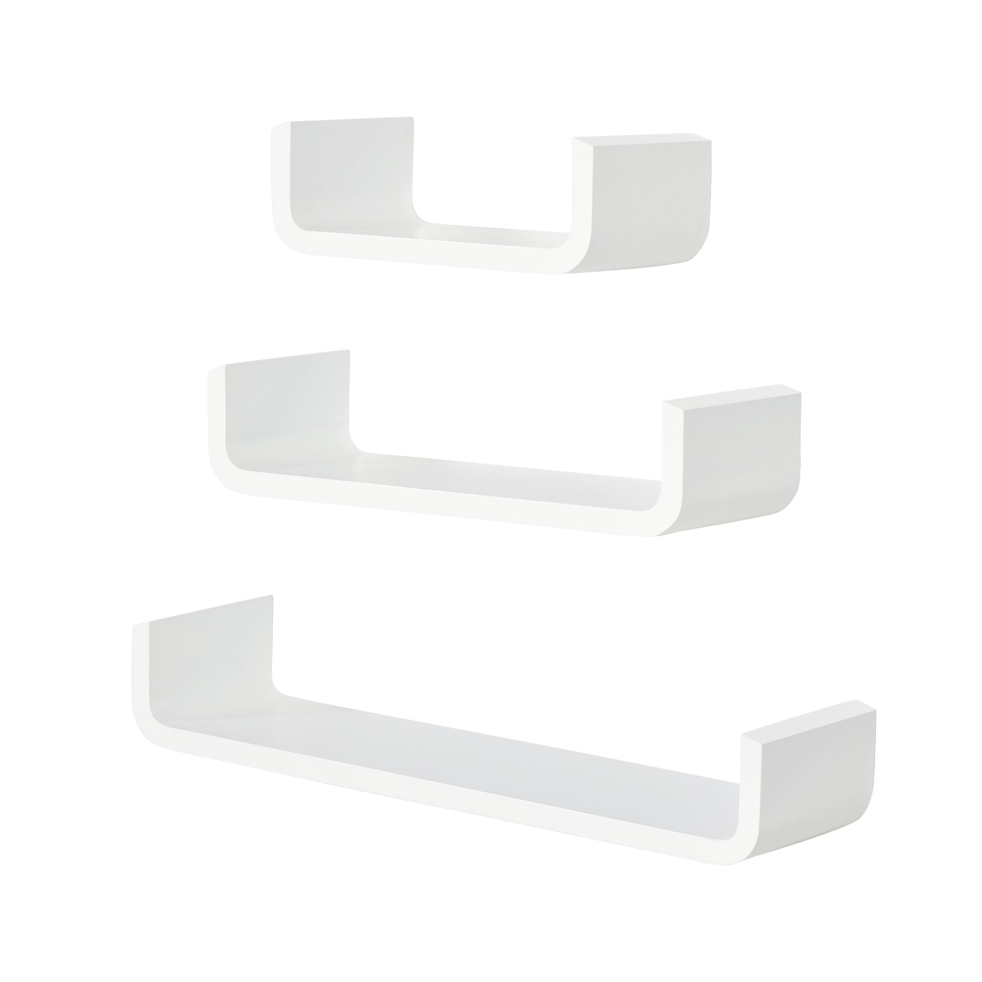 HOMCOM Floating Shelves, Set of 3 Wall Shelf, Shelves for Wall Invisible Mounting, Bedroom Living Room, White 