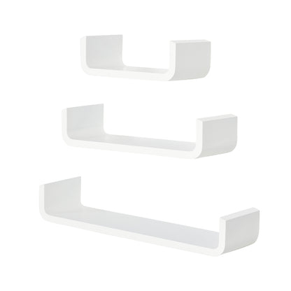 HOMCOM Floating Shelves, Set of 3 Wall Shelf, Shelves for Wall Invisible Mounting, Bedroom Living Room, White 