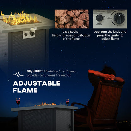 Outsunny 71 x 71cm 40000 BTU Gas Firepit Table - Black/Dark Grey 