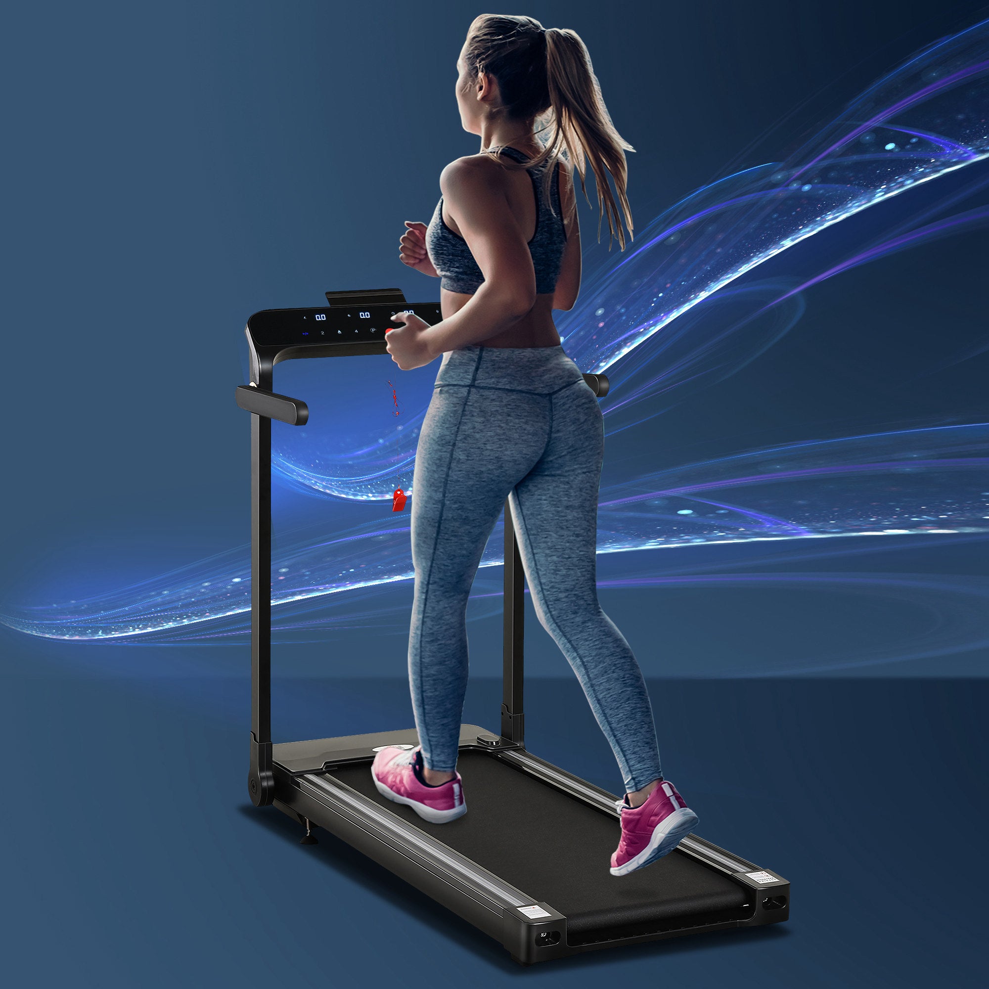 HOMCOM Folding Treadmill, 1.85HP Installation-Free Walking Jogging Running Machine, 12KM/H with 12 Pre-Programs and LED Display for Home Gym Office 