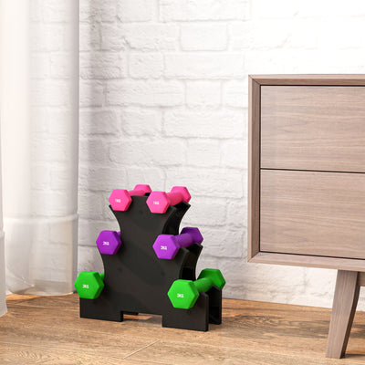 SPORTNOW 2 x 1kg, 2 x 2kg, 2 x 3kg Dumbbells Set with Dumbbell Rack, Hand Weights for Home Gym Training 