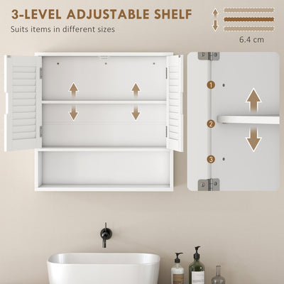 HOMCOM Bathroom Cabinet, Wall Mounted Storage Cabinet with Adjustable Shelves, 60 x 20 x 60 cm, White 