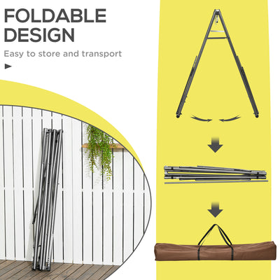 Outsunny Foldable Hammock Stand, Portable Hammock with Metal Frame, 2 in 1 Hammock Net Stand, Clothes Drying Rack, Load Capacity 120kg, for Patio, Garden, Yard, Black 
