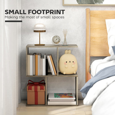 HOMCOM Side Table, Narrow End Table with Storage Shelves, S-Shaped, 3-Tier, 50W x 19.5D x 58H cm, Grey 