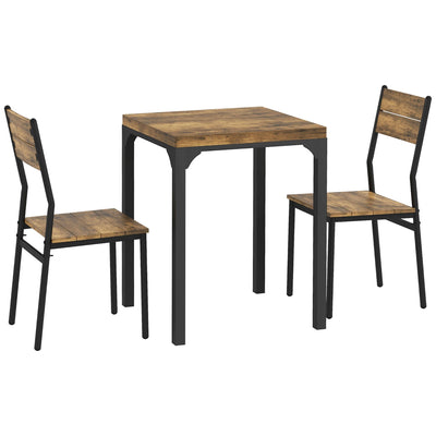 HOMCOM Three-Piece Minimal and Compact Dining Set, Rustic Brown 