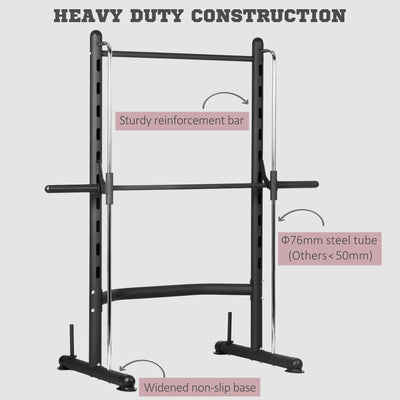 HOMCOM Adjustable Squat Rack, with Pull Up Bar, Barbell Bar for Home Gym 