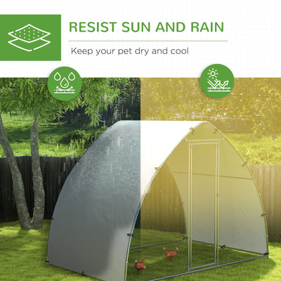 PawHut Galvanised Outdoor Chicken Coop with Cover, for 4-6 Chickens, Hens, Ducks, Rabbits, 3 x 1.9 x 2.2m - Silver Tone 