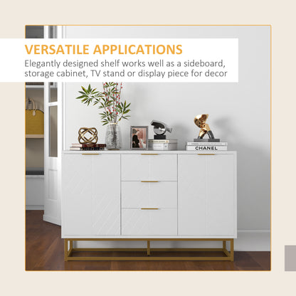 HOMCOM Modern Storage Cabinet Freestanding Cupboard with 3 Drawers for Dining Room, Living Room 
