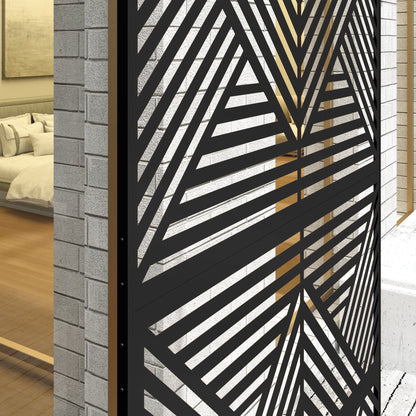 Outsunny Decorative Garden Privacy Screen with Stand, 6.5FT Freestanding Metal Outdoor Divider, Decorative Privacy Panel with Expansion Screws for Garden Pool Hot Tub, Rhombus Style, Black 