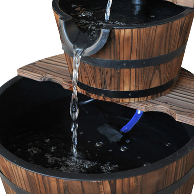 Outsunny Wooden Water Pump Fountain, 2 Tier-Fir Wood 