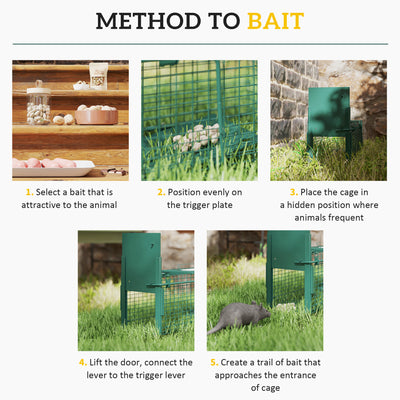 Outsunny Metal Rat Trap with Single Door, for Small Animals, Dark Green 