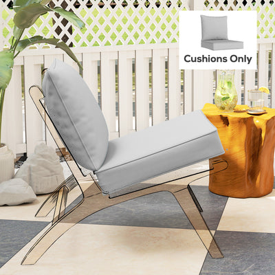 Outsunny Outdoor Seat and Back Cushion Set, 63L x 55W x 15Dcm Patio Deep Seating Chair Fade Resistant Replacement Cushion, Light Grey 