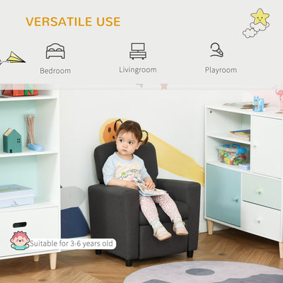 HOMCOM 2 in 1 design Kids Sofa Armchair with Footrest for Children Playroom Bedroom Living Room, 55 x 50 x 67cm, Grey 