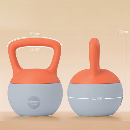 SPORTNOW Soft Kettlebell, 10kg Kettle Bell with Non-Slip Handle for Home Gym Weight Lifting and Strength Training, Orange and Grey 